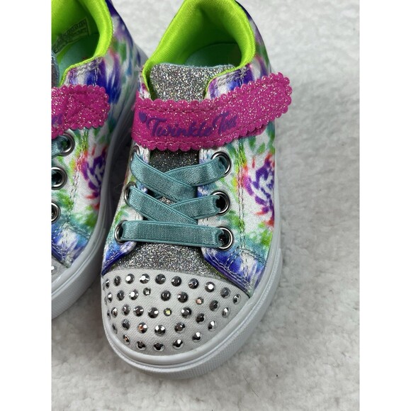 SKECHERS TWINKLE TOES GIRL TODDLER 7 SNEAKERS SEQUINS GLITTER LIGHT-UP FUN - Picture 1 of 11